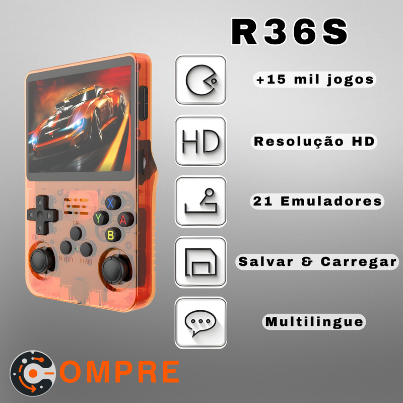 Open Source R36S Retro Handheld Video Game Console Linux System 3.5 Inch IPS Screen Portable Pocket Video Player R35S 64GB Games